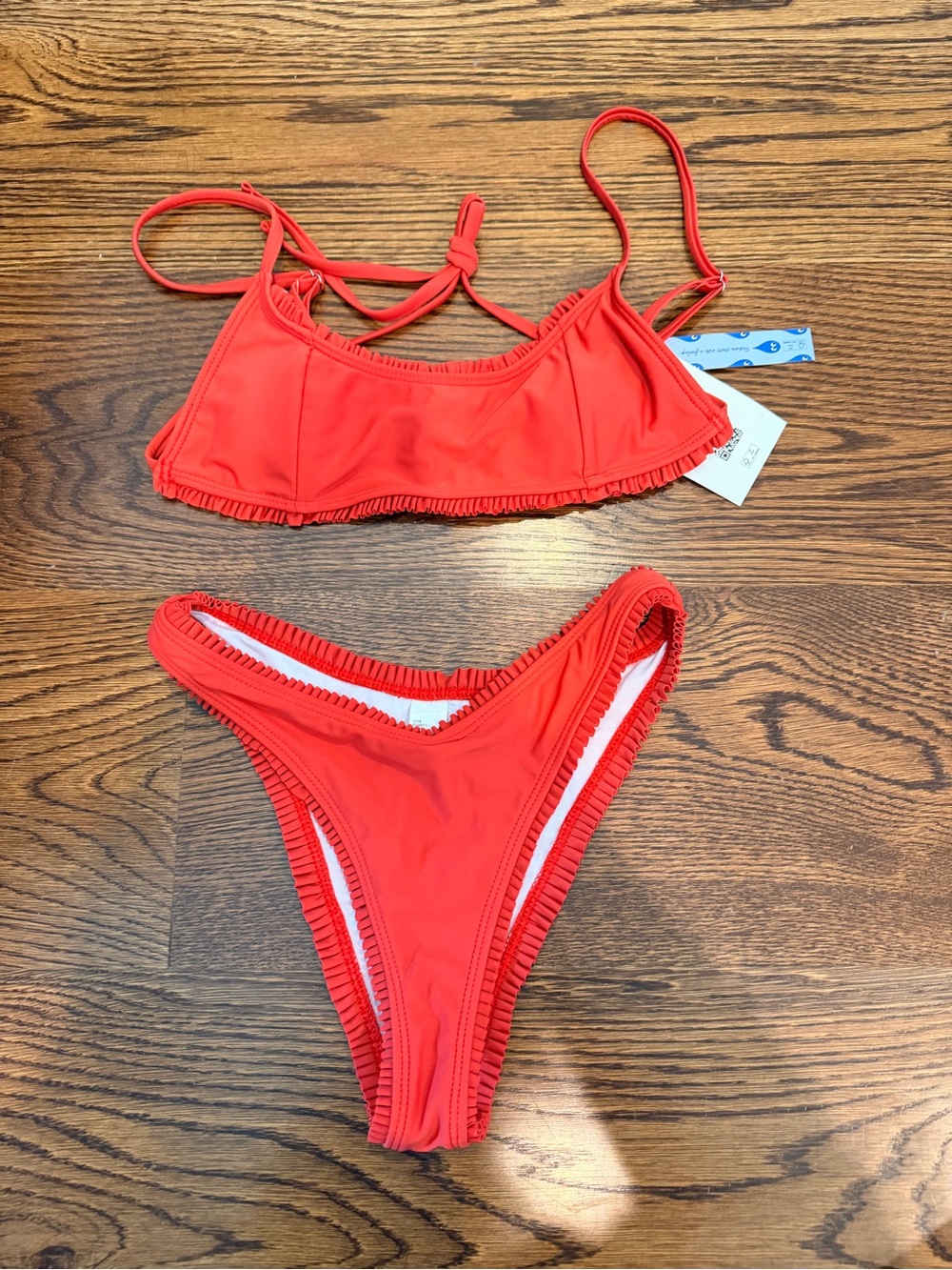 Cider Red Ruffle-Trim Two-Piece Bikini